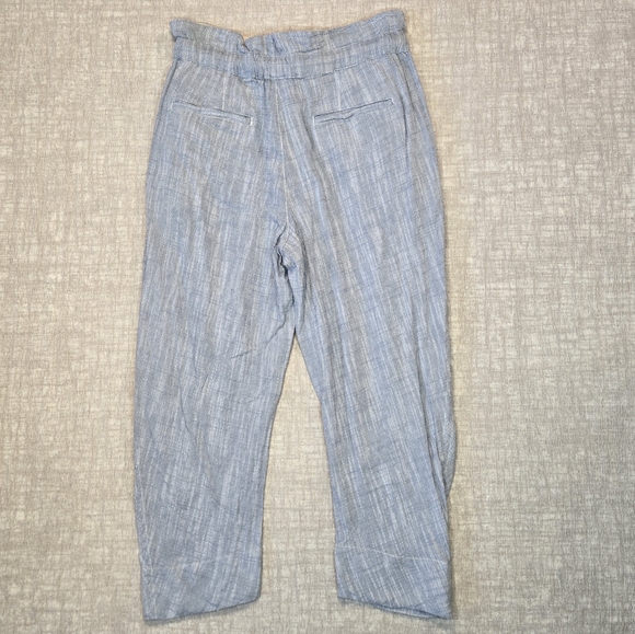Light Blue Free People Paper Bag Linen Blend Pants Size M - Picture 2 of 12